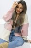 Kardigan oversize Merci – niezapinany sweter damski pudrowy-1